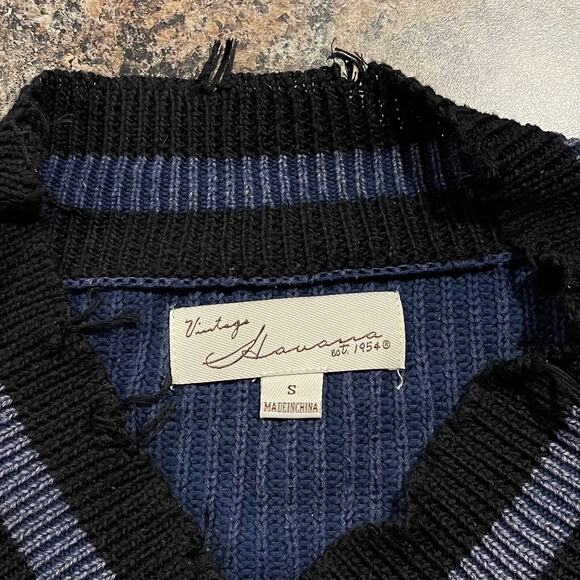 Vintage Havana Sweater Y2K Academia Cottage Preppy Old Money Grunge Blue Small - Picture 2 of 4